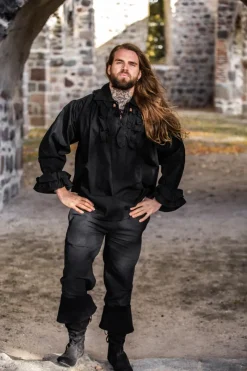Discount Leonardo Carbone Rüschenhemd "Dracula" Schwarz