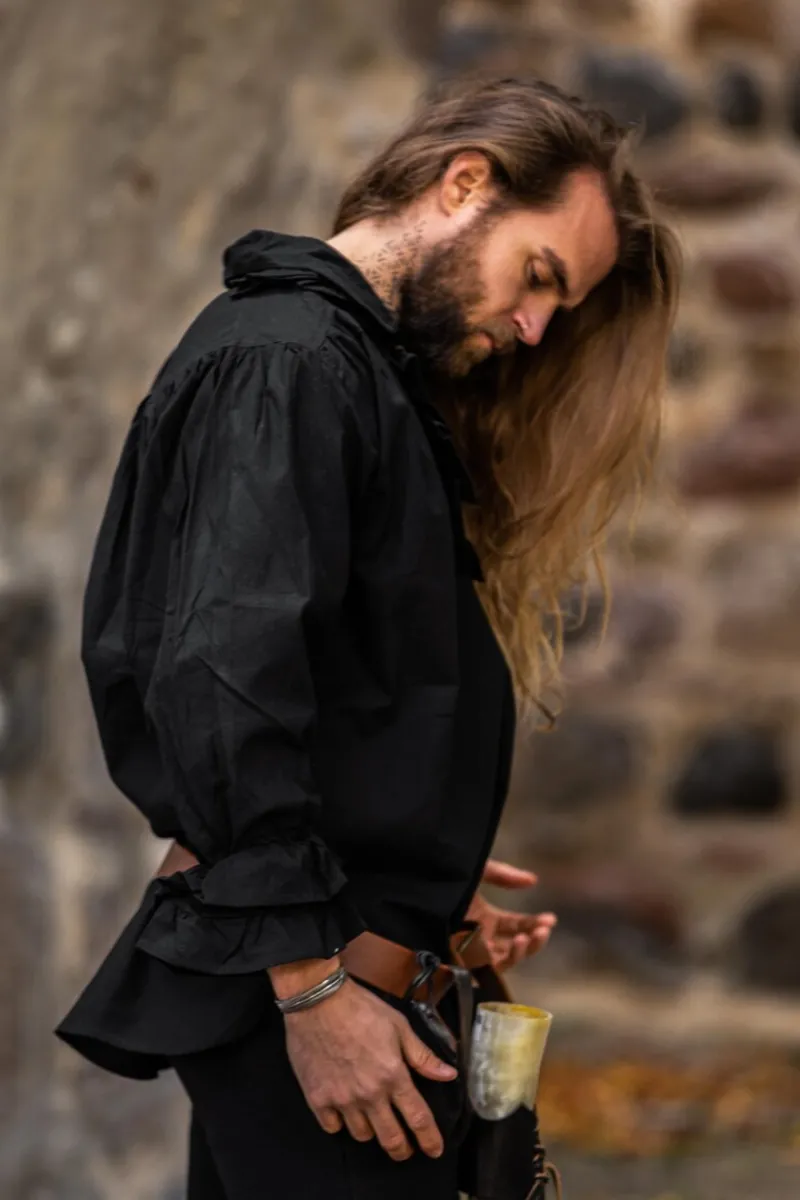 Discount Leonardo Carbone Rüschenhemd "Dracula" Schwarz