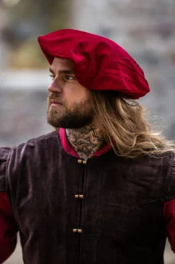Clearance Leonardo Carbone Samt-Barett "Kurt" Rot