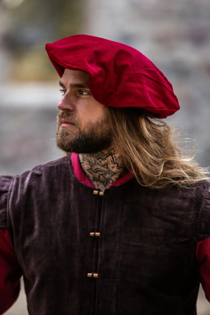 Clearance Leonardo Carbone Samt-Barett "Kurt" Rot