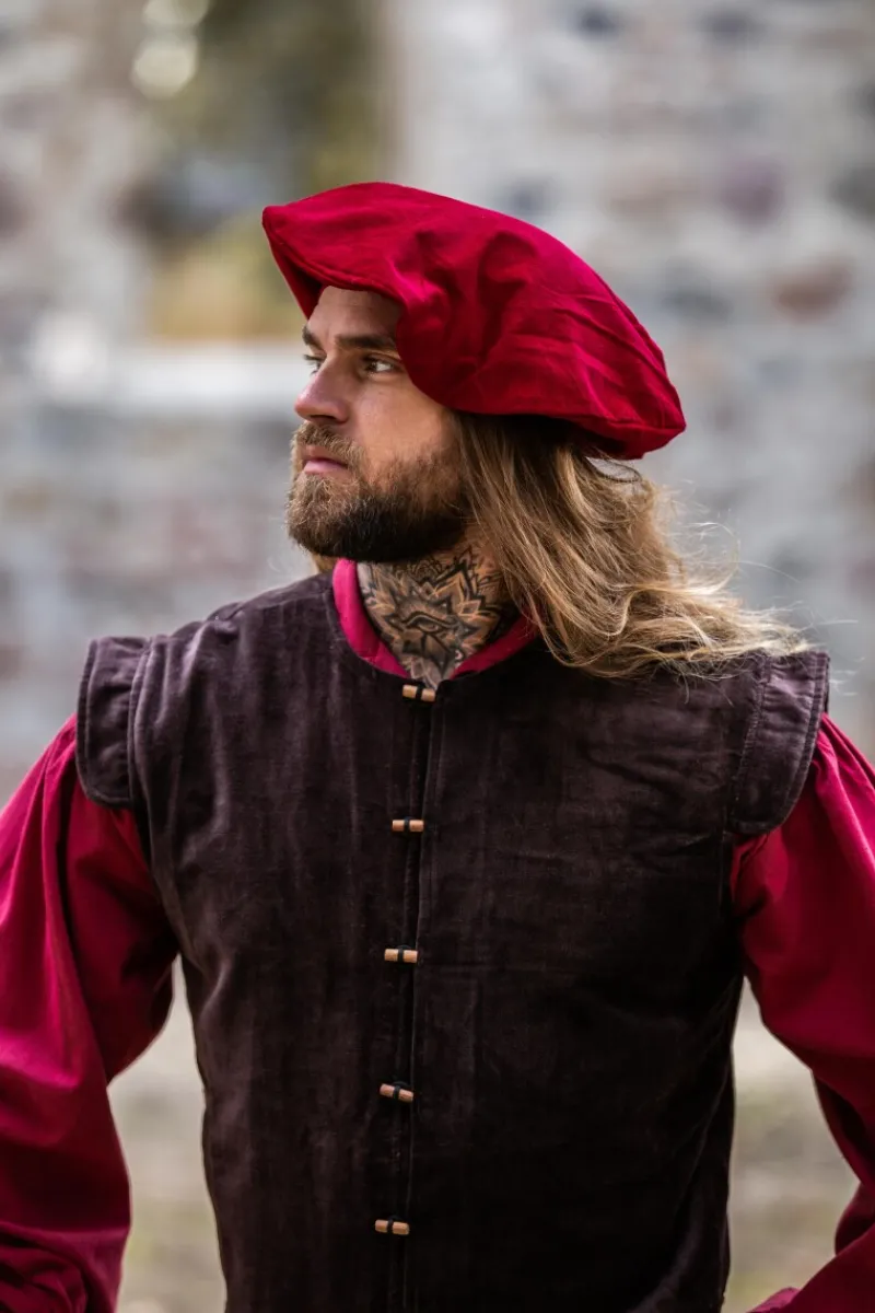 Clearance Leonardo Carbone Samt-Barett "Kurt" Rot