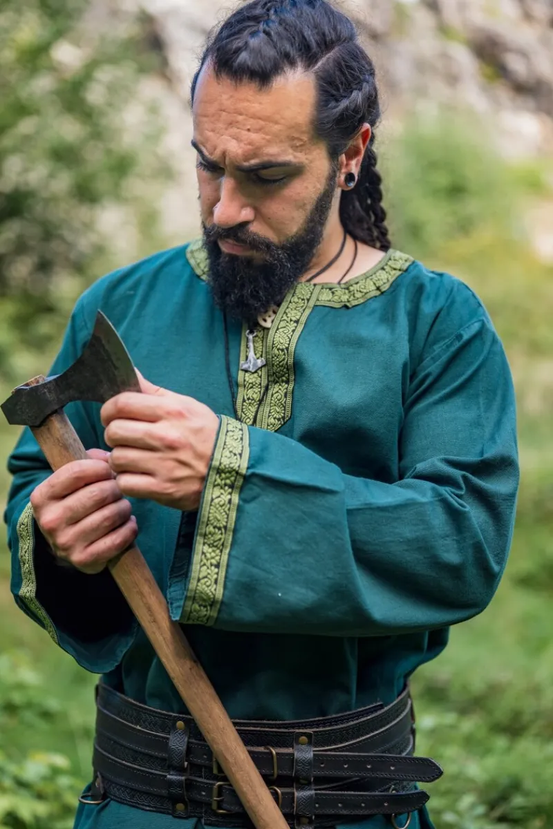Clearance Leonardo Carbone Tunika mit Bordüre "Halvor" Grün