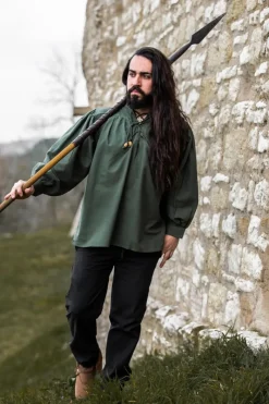 Hot Leonardo Carbone Typisches Mittelalter Stehkragen-Schnürhemd