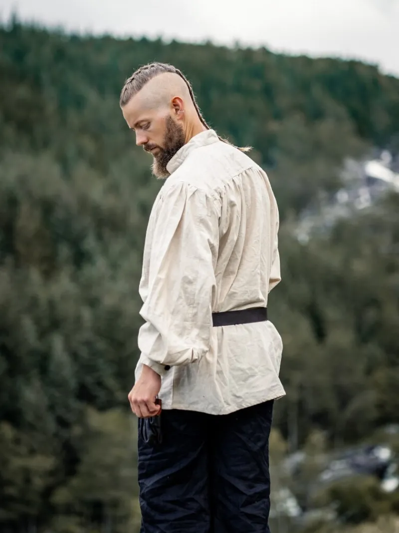 Cheap Leonardo Carbone Typisches Mittelalter Stehkragen-Schnürhemd "Friedrich" Natur