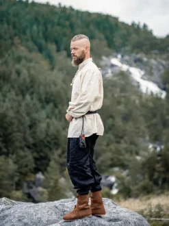 Cheap Leonardo Carbone Typisches Mittelalter Stehkragen-Schnürhemd