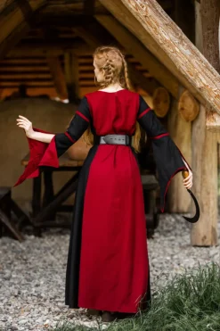New Leonardo Carbone Viskosekleid mit Trompetenärmeln
