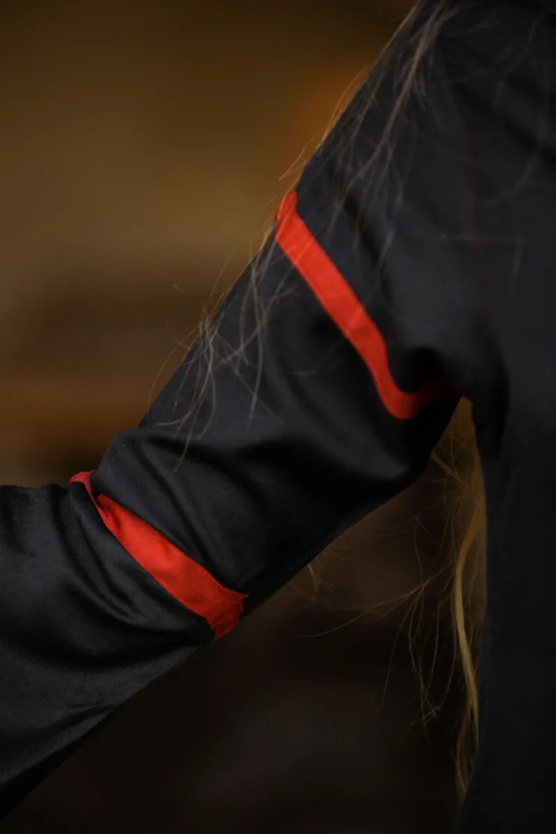 New Leonardo Carbone Viskosekleid mit Trompetenärmeln "Berblin" Schwarz/Rot