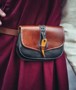 Cheap Leonardo Carbone Wikinger Gürteltasche "Adalar" mit Holzverschluss Braun
