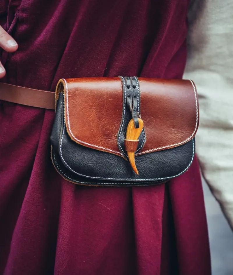 Cheap Leonardo Carbone Wikinger Gürteltasche "Adalar" mit Holzverschluss Braun