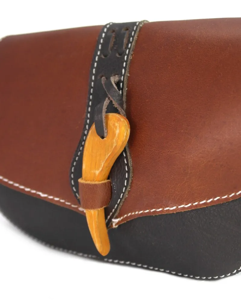 Cheap Leonardo Carbone Wikinger Gürteltasche "Adalar" mit Holzverschluss Braun