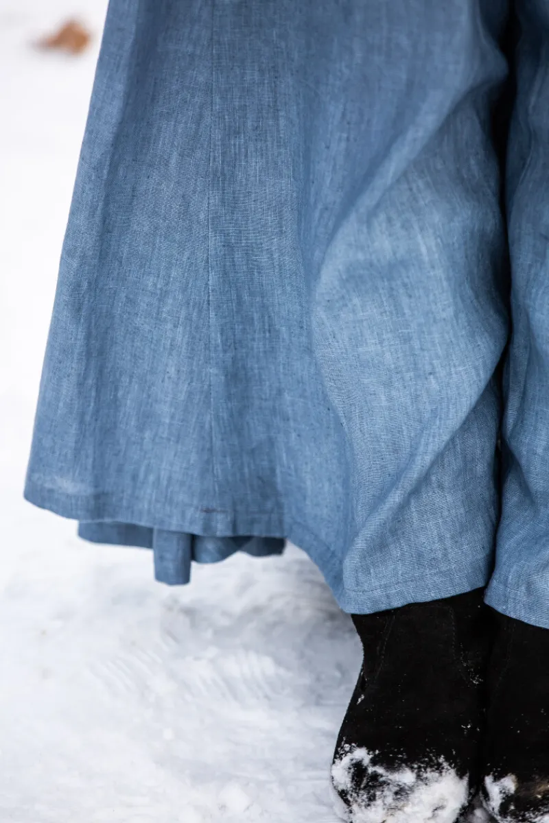Best Leonardo Carbone Wikinger Kleid 100% Leinen "Anna" Taubenblau