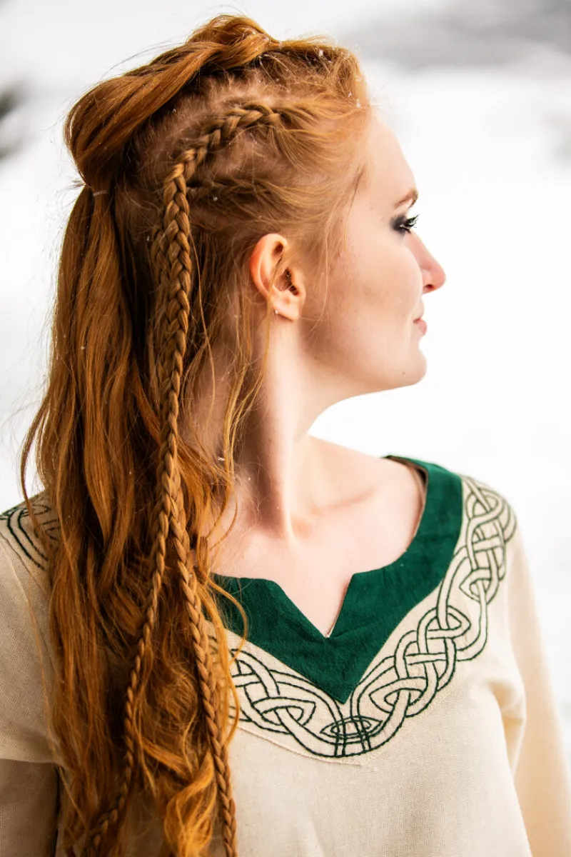 New Leonardo Carbone Wikinger Kleid "Lagertha" Natur/Grün