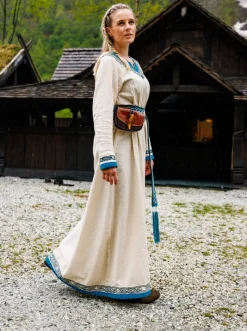 Cheap Leonardo Carbone Wikinger Kleid "Lagertha" Natur/Blau