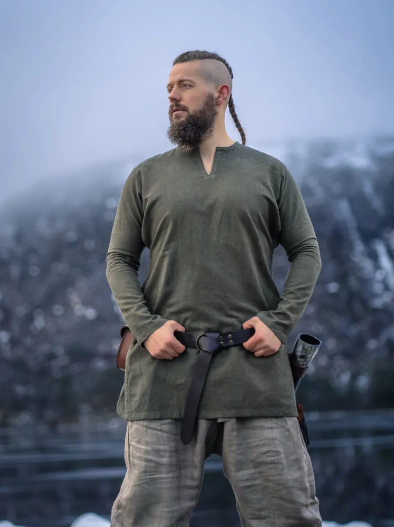 Best Leonardo Carbone Wikinger Leinentunika "Ragnar" Olivgrün