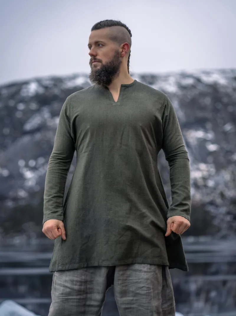 Best Leonardo Carbone Wikinger Leinentunika "Ragnar" Olivgrün