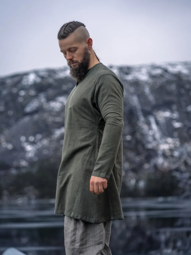 Best Leonardo Carbone Wikinger Leinentunika "Ragnar" Olivgrün