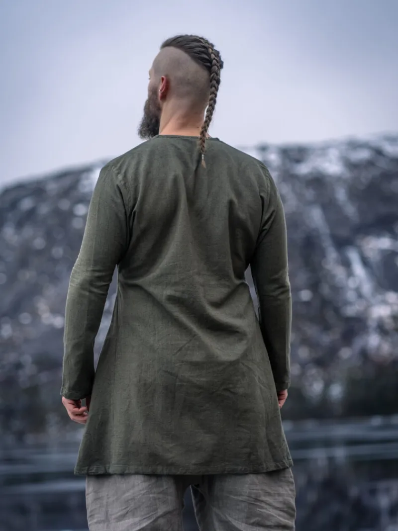 Best Leonardo Carbone Wikinger Leinentunika "Ragnar" Olivgrün
