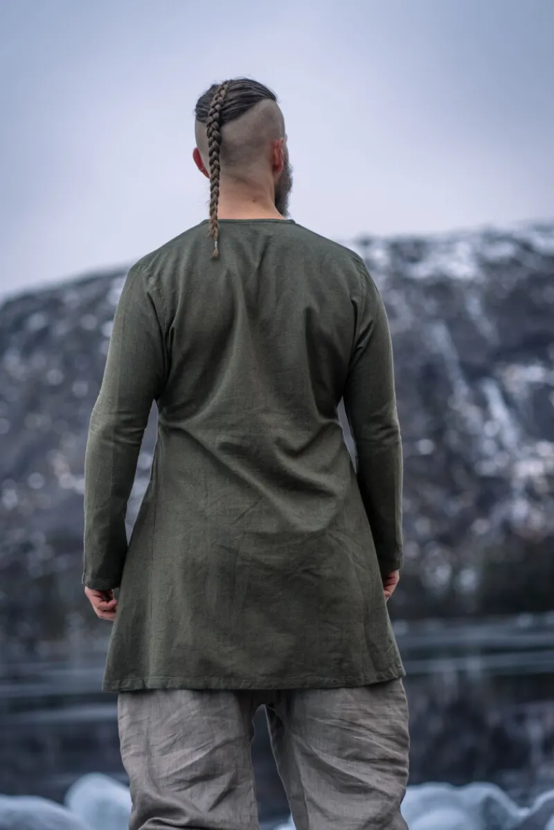 Best Leonardo Carbone Wikinger Leinentunika "Ragnar" Olivgrün