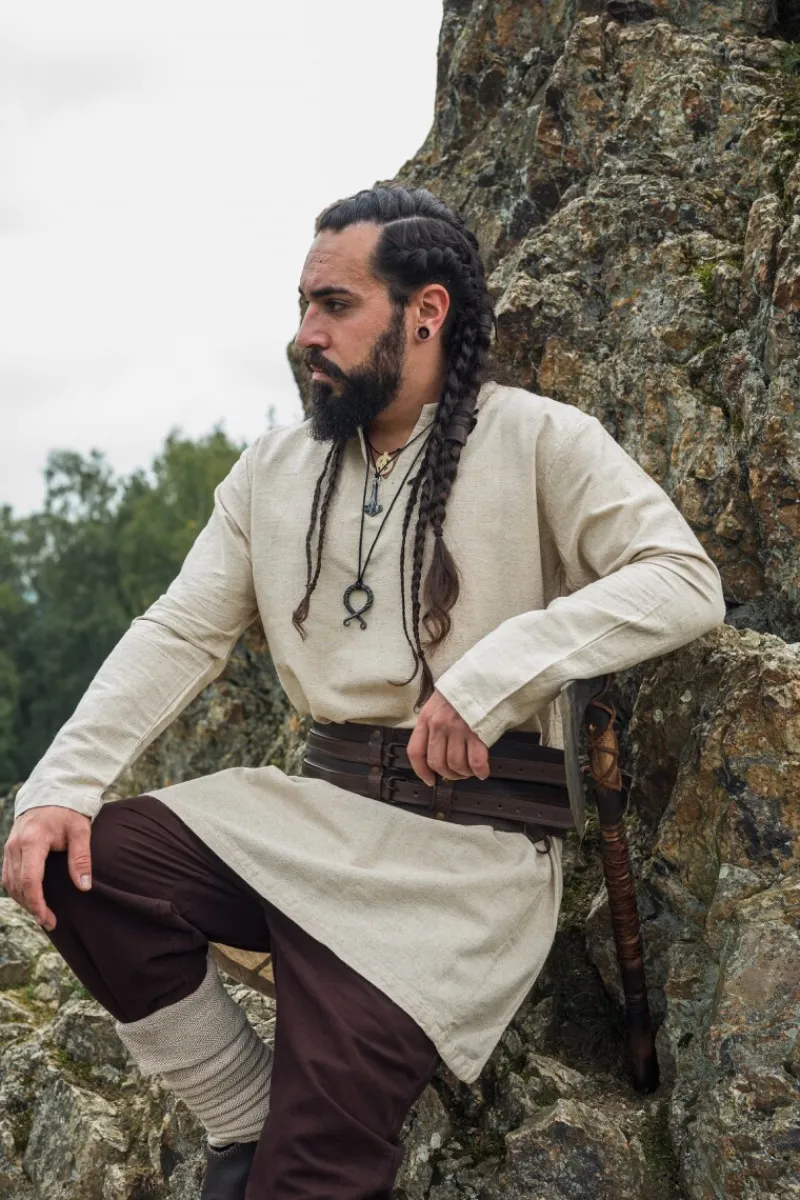 Fashion Leonardo Carbone Wikinger Leinentunika "Ragnar" Natur