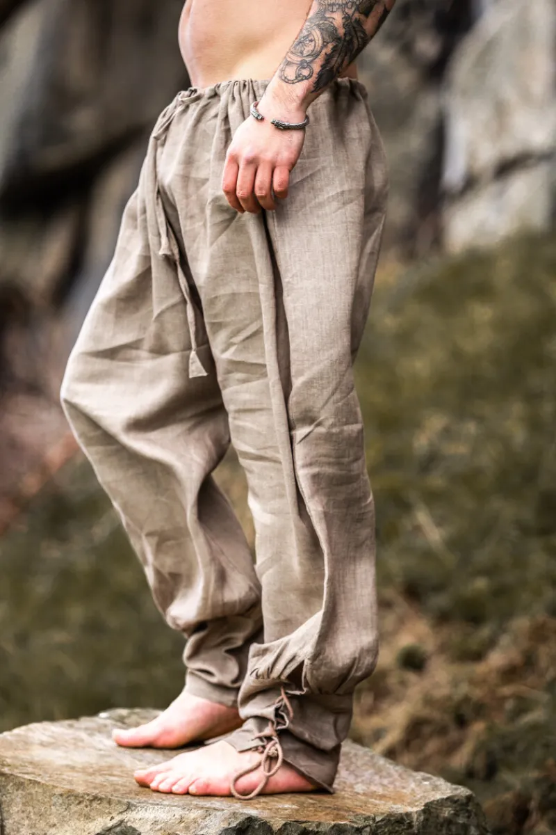 Cheap Leonardo Carbone Wikinger Rushose Leinen "Wodan" Steingrau