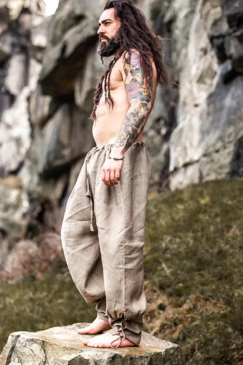 Cheap Leonardo Carbone Wikinger Rushose Leinen "Wodan" Steingrau
