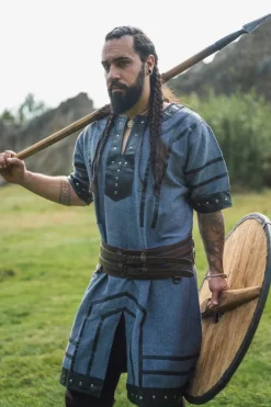 Hot Leonardo Carbone Wikinger Tunika kurzarm "Rollo" Blaugrau