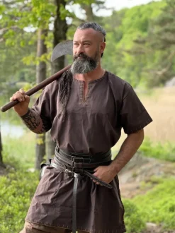 Best Leonardo Carbone Wikinger Tunika kurzarm "Theobald" Dunkelbraun