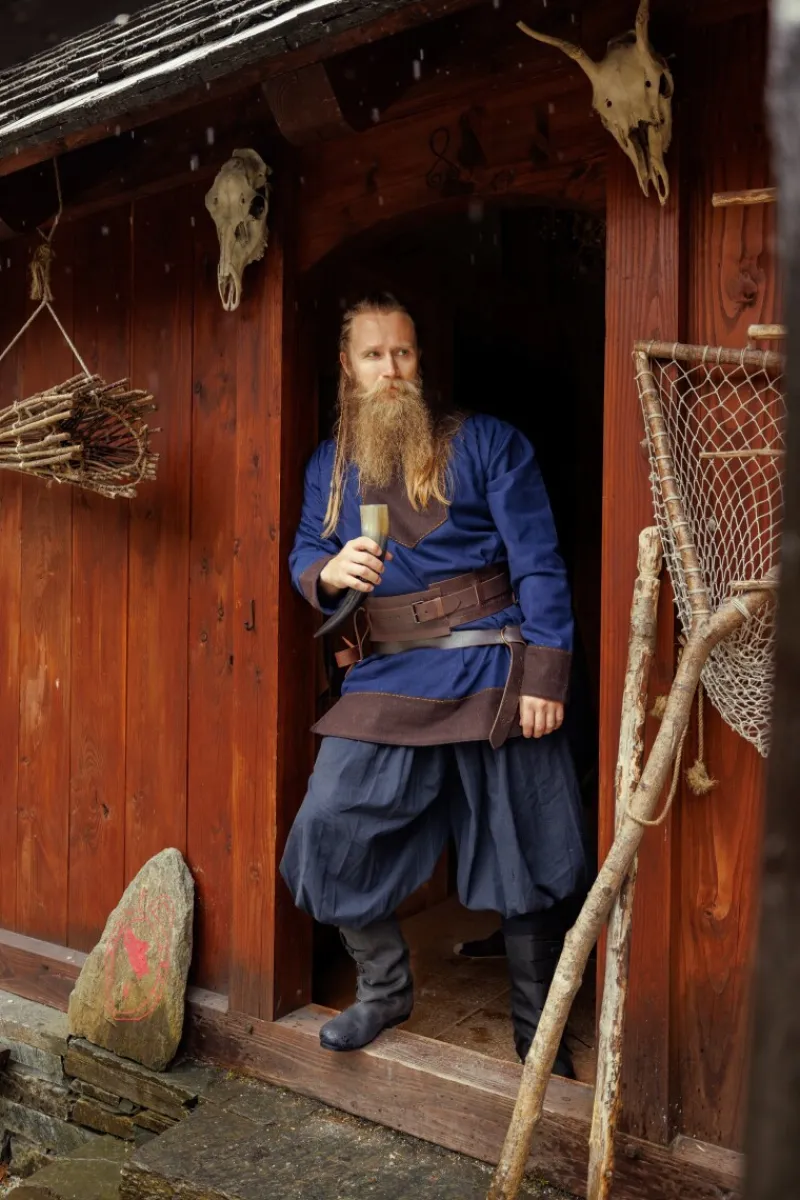 Best Leonardo Carbone Wikinger Tunika Wolle "Roland" Dunkelblau