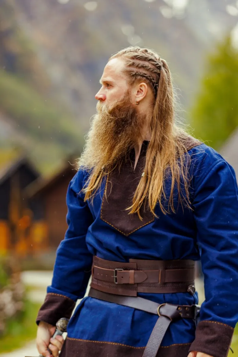 Best Leonardo Carbone Wikinger Tunika Wolle "Roland" Dunkelblau