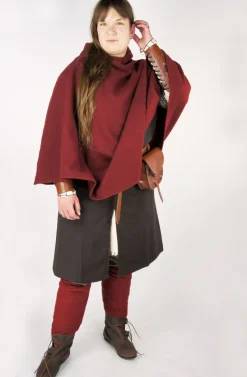 Sale Leonardo Carbone Wikinger-Gugel "Egill" mit Stickerei Rot