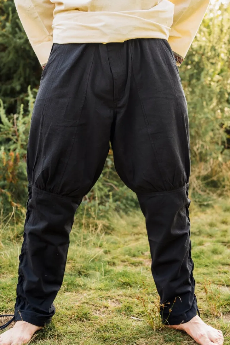 New Leonardo Carbone Wikingerhose mit Beinschnürung "Magnus" Schwarz