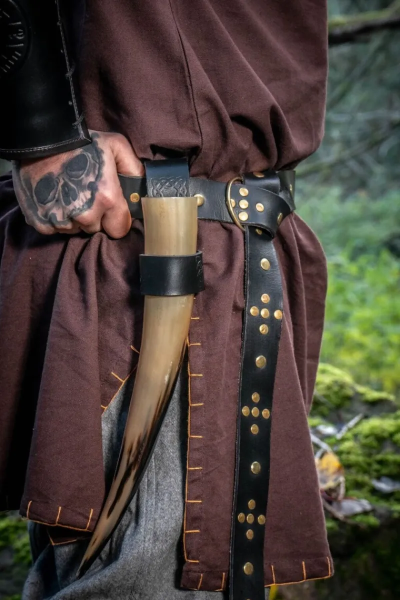 Online Leonardo Carbone Wikingertunika mit Stickerei "Erwin" Dunkelbraun