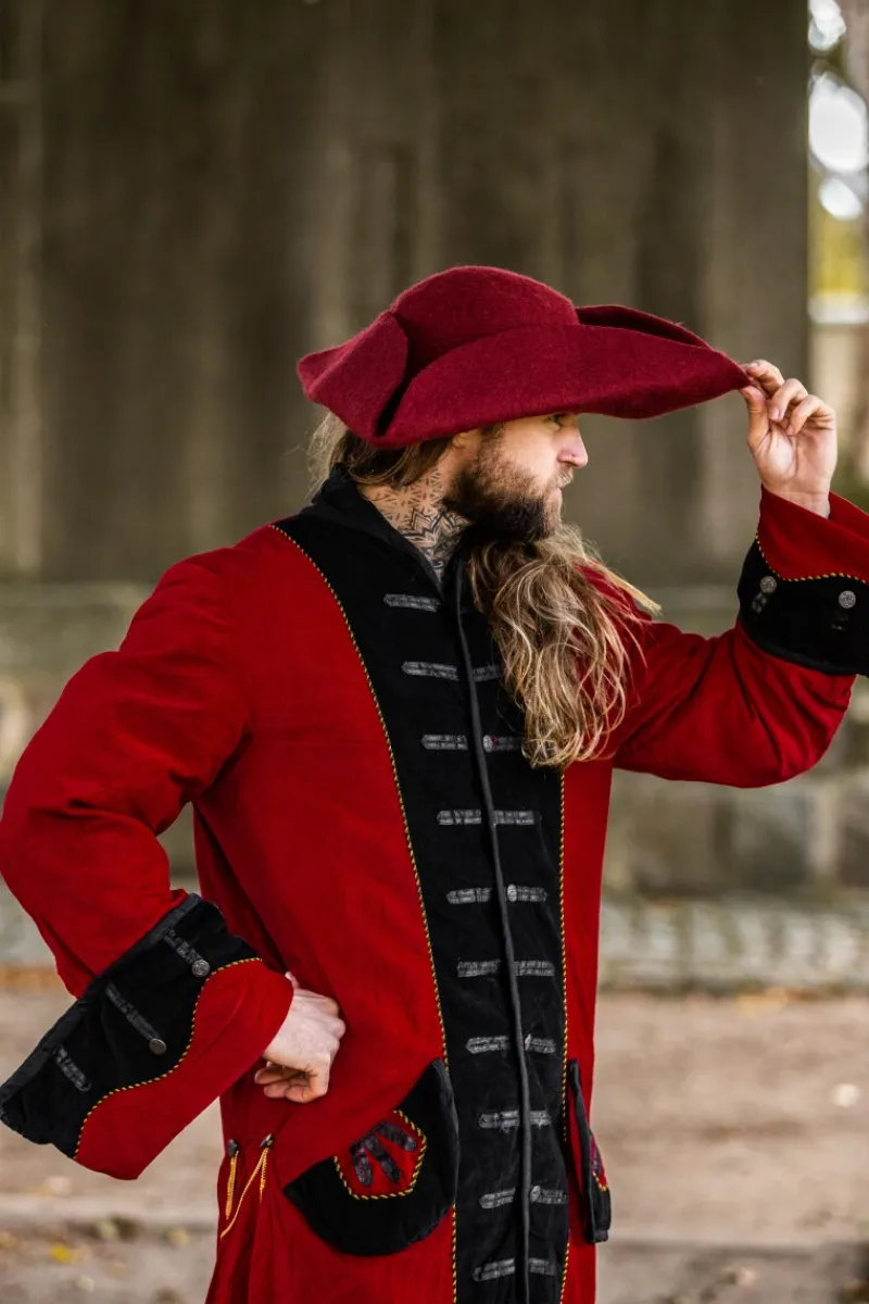 Clearance Leonardo Carbone Wollfilzhut Dreispitz "Hugo" Rot