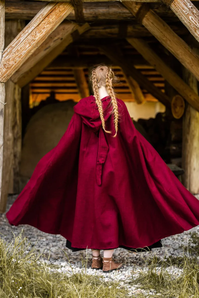 Flash Sale Leonardo Carbone Wollumhang mit langer Kapuze "Hervir" Rot