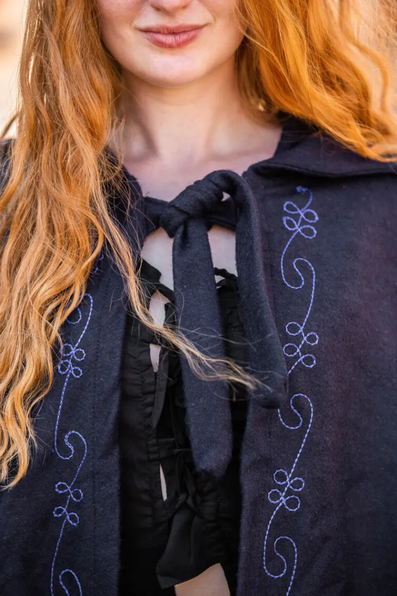 Sale Leonardo Carbone Wollumhang mit Stickerei "Alma" Blau