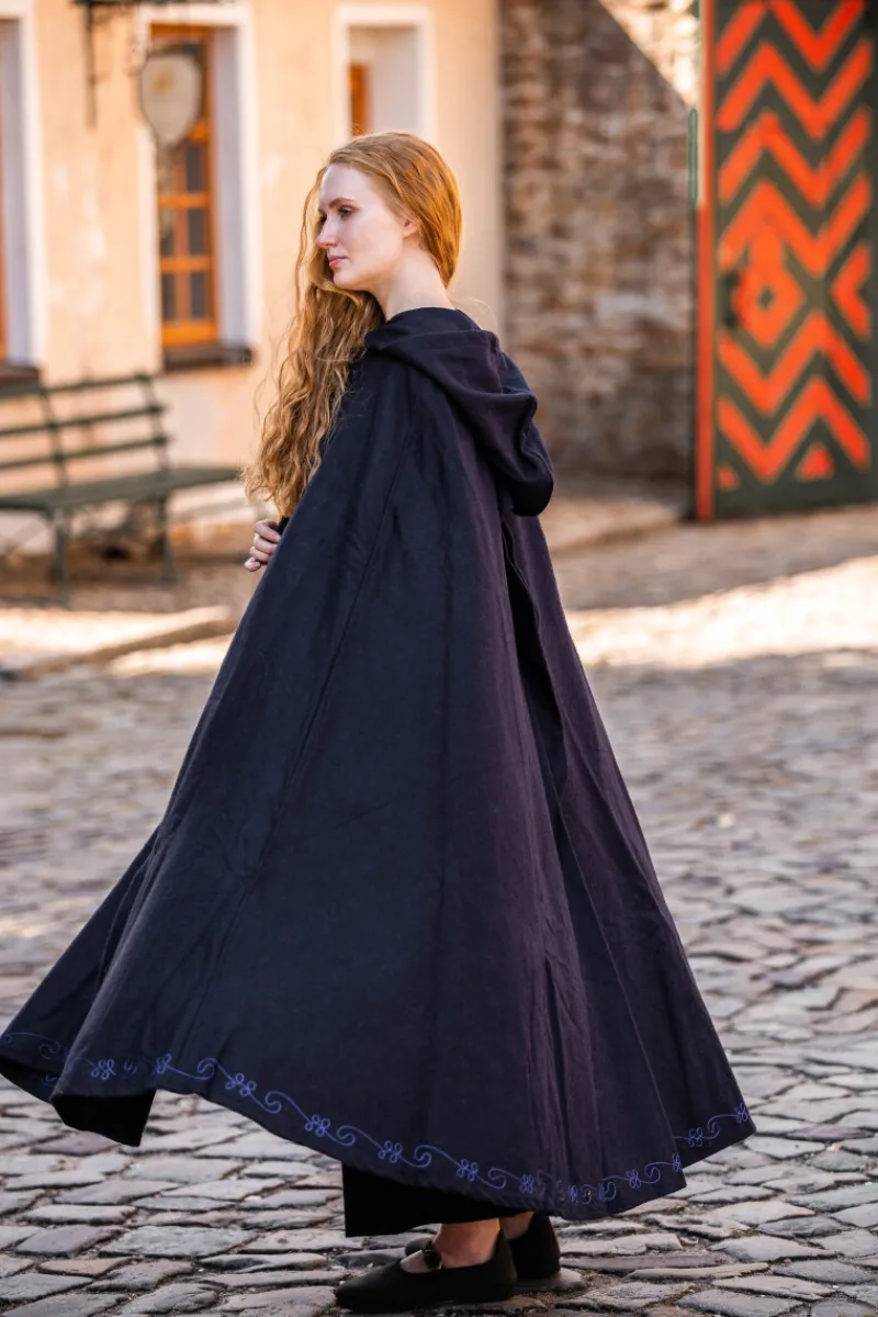 Sale Leonardo Carbone Wollumhang mit Stickerei "Alma" Blau