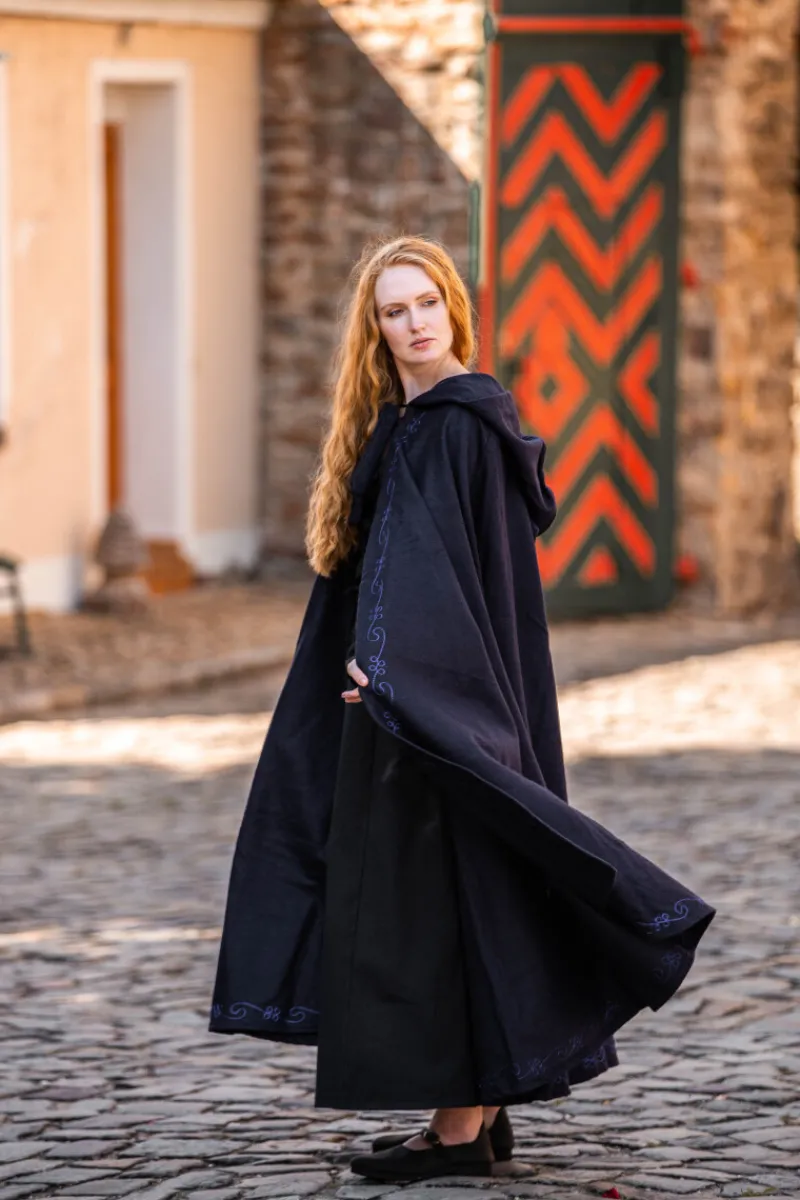 Sale Leonardo Carbone Wollumhang mit Stickerei "Alma" Blau