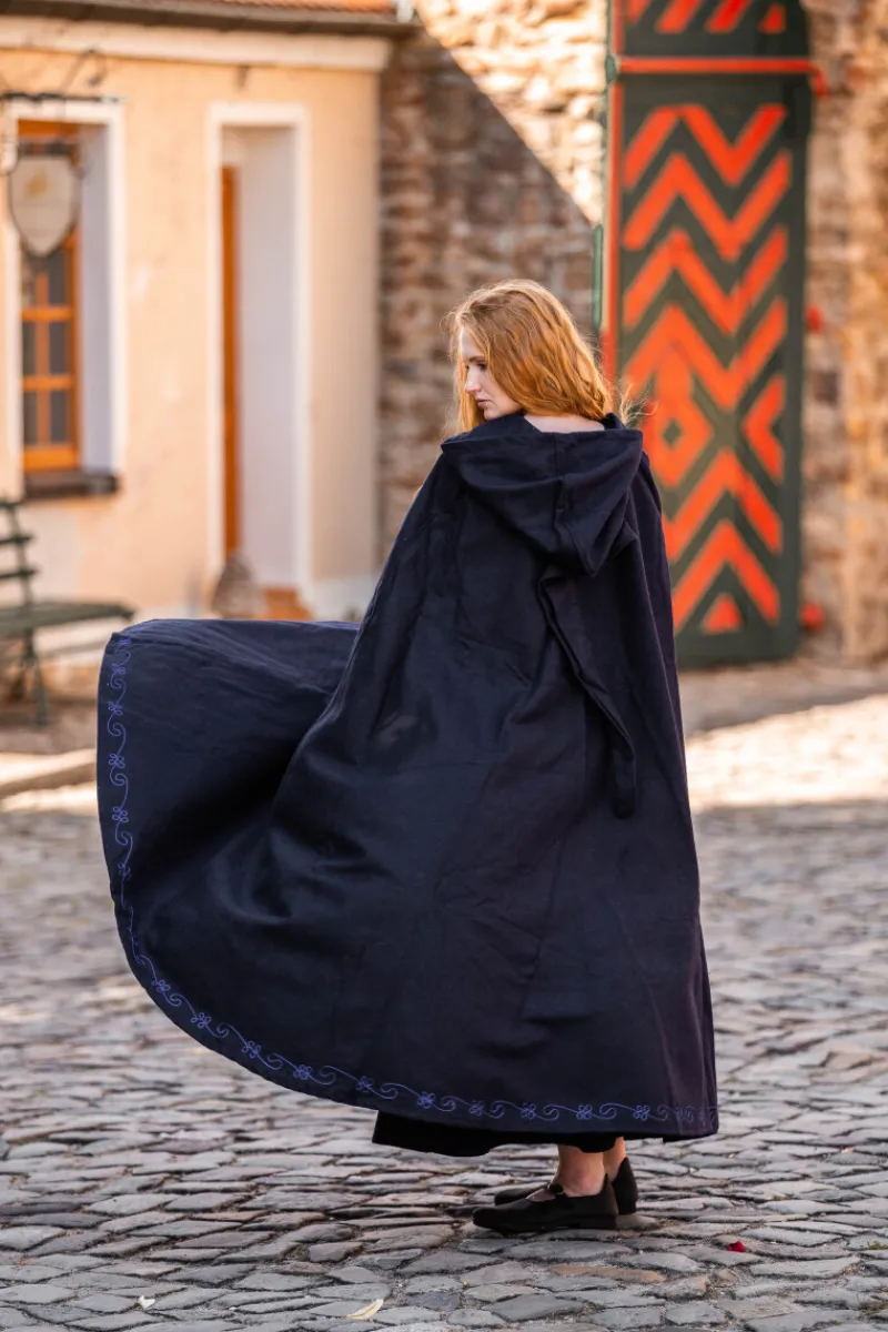 Sale Leonardo Carbone Wollumhang mit Stickerei "Alma" Blau