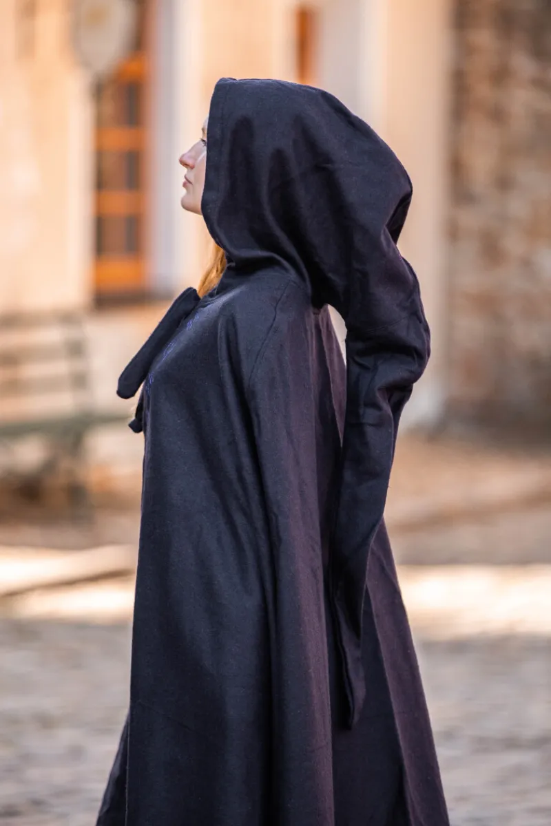 Sale Leonardo Carbone Wollumhang mit Stickerei "Alma" Blau