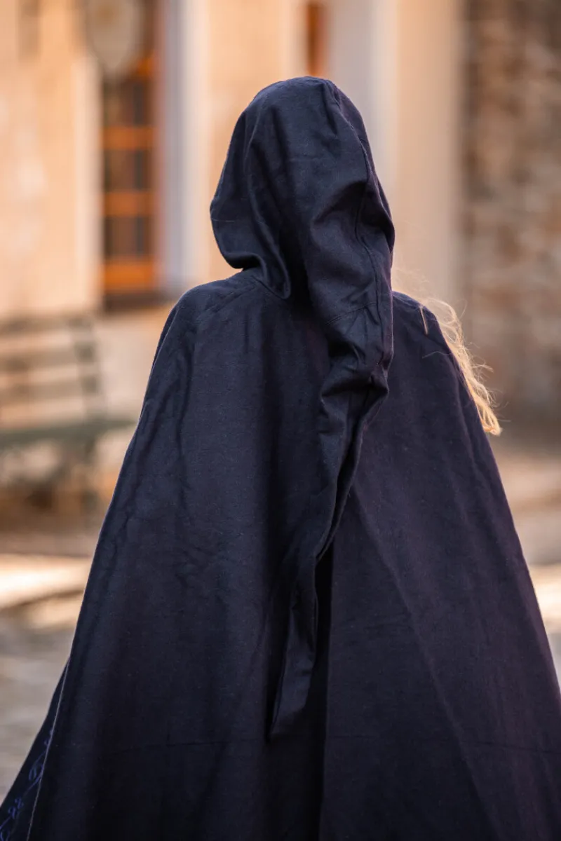 Sale Leonardo Carbone Wollumhang mit Stickerei "Alma" Blau