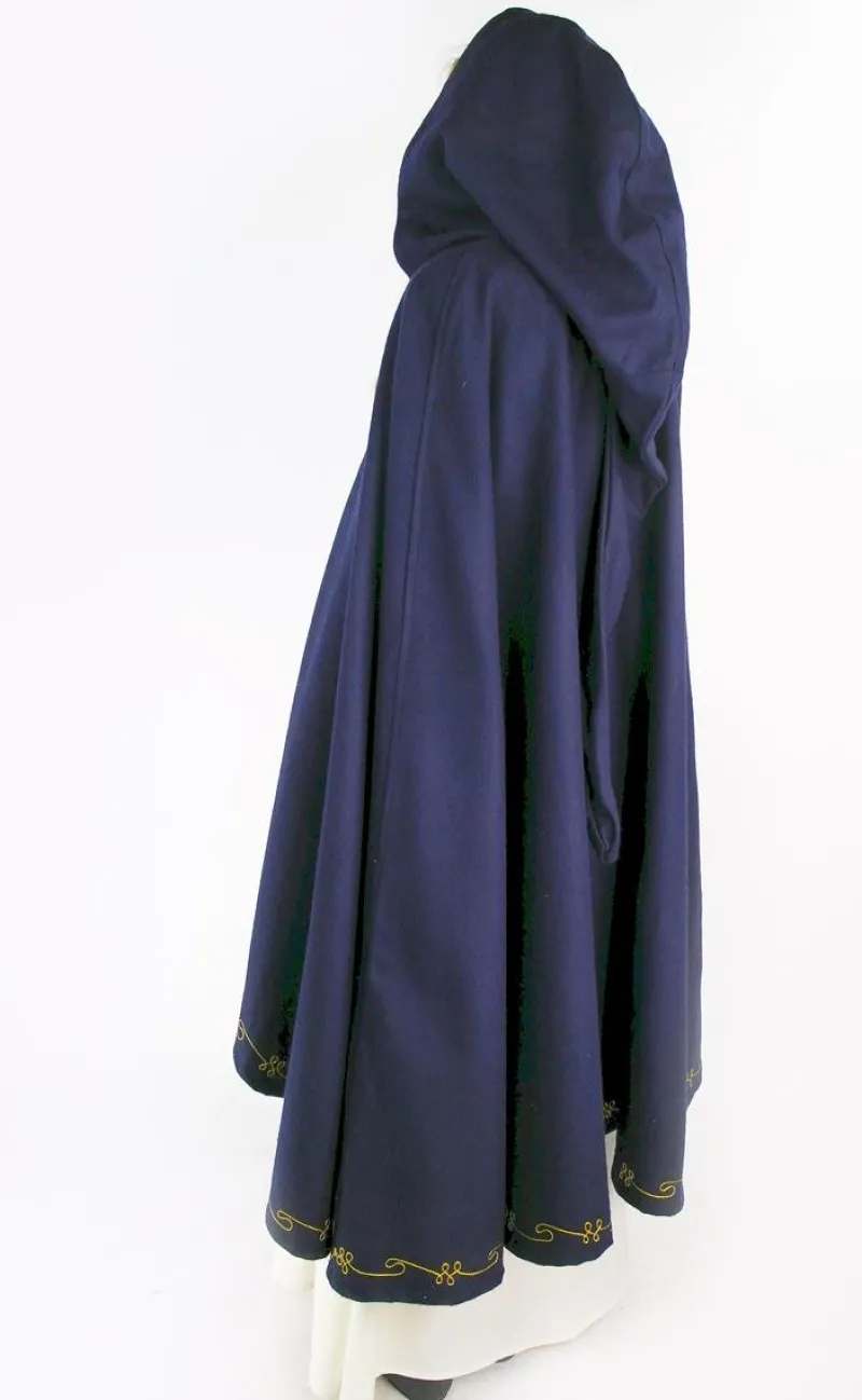 Best Sale Leonardo Carbone Wollumhang "Ásidís" mit Handstickerei Blau